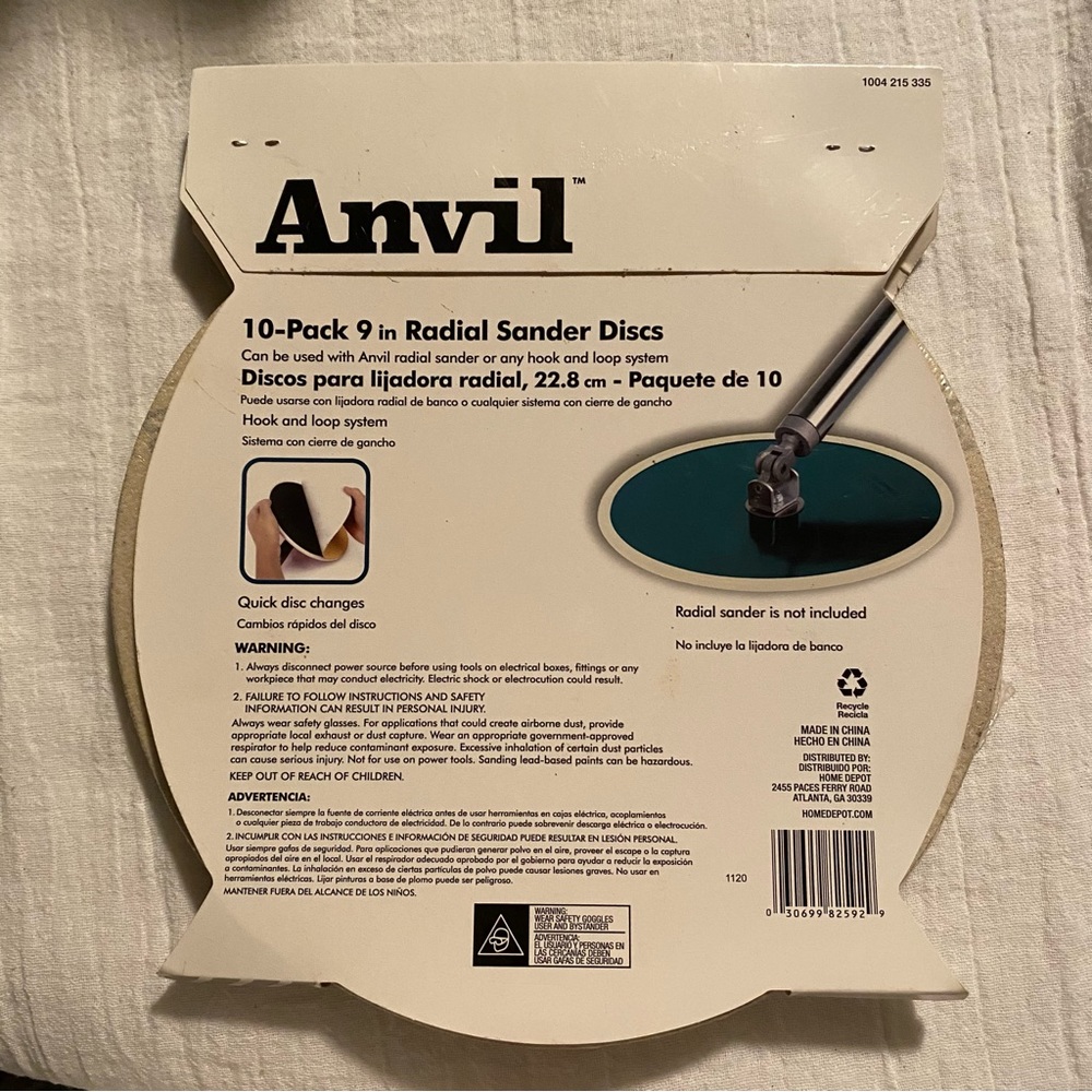 Anvil 80 Grit 9” Inch Radial Sander Discs 10-Pack - Picture 2 of 2